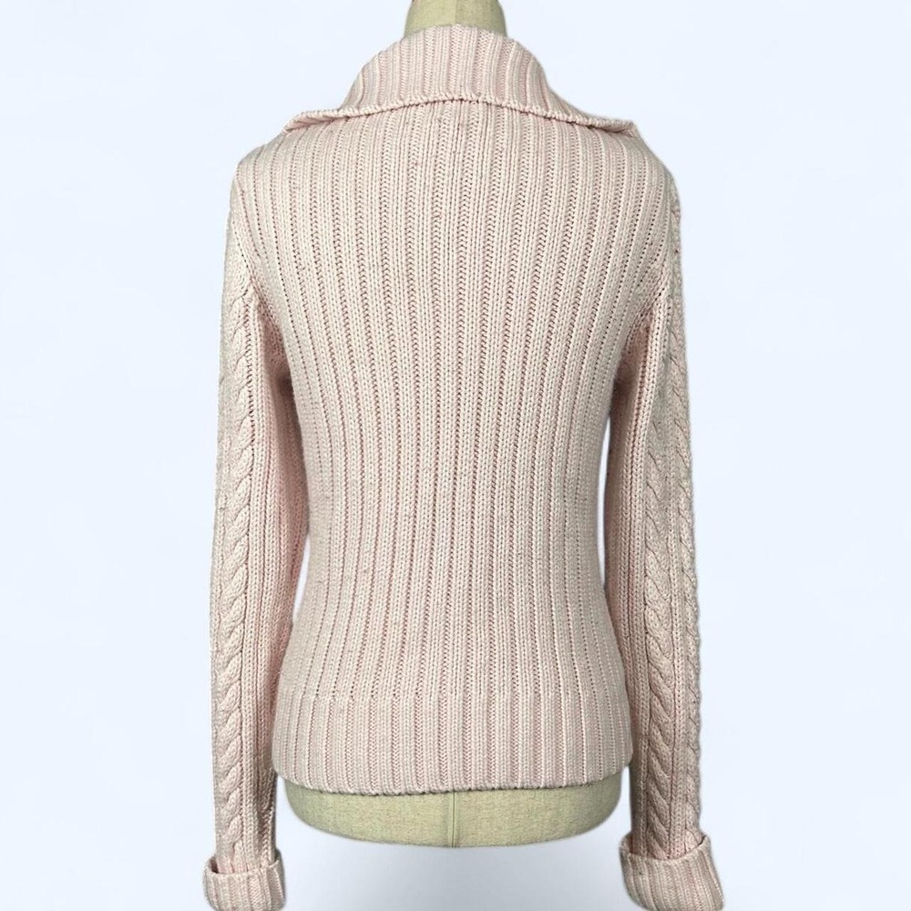 St Johns Bay Baby Pink Cable Knit Button Up Cardigan Mock Neck Womens S Coquette - Picture 3 of 8